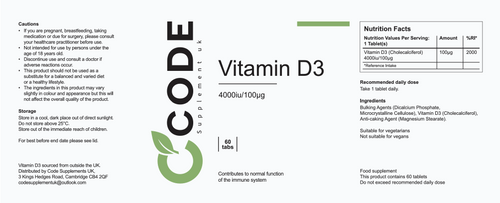 Vitamin D3 - High Strength Immune & Bone Support - 60 Tablets