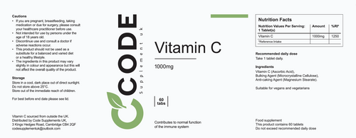 Vitamin C 1000mg - High Strength Immune Support - 60 Tablets